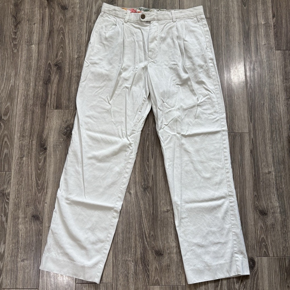 Tommy Bahama Pants Men's 32x32 Silk Cotton Trousers Resort Straight Leg White